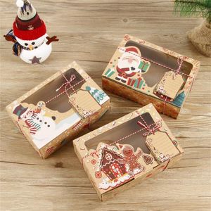 Gift Wrap Christmas Kraft Paper Boxes Chocolate Cookie Candy Packaging Box Year Child Party Decor PC Mixed Styles Shipped