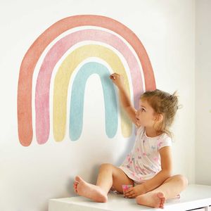 Schlafzimmer rosa Regenbogen abnehmbare Wandtattoos Kindergarten Kunst Aufkleber Tapete Poster Mädchen Schlafzimmer Geschenk Home Decor Wandpapiere 210705