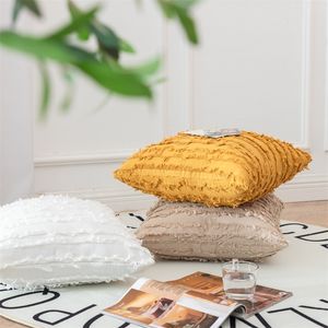 Coxim luxo capa decoração borla pillowcase quadrado almofada de linho de algodão nordic sofá lance almofadas capa home decor 627 v2
