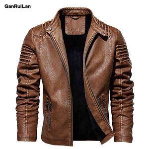 Estilo casaco de couro homens inverno velo motocicleta pu leahter jaqueta masculino windbreaker casual ropa de hombre casaco slim 210518