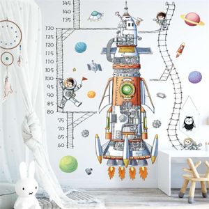 Space Rocket Height Messen Aufkleber für Kinderzimmer Kinder Schlafzimmer Kindergarten Wanddekor Spaceship Home Decoration DIY Wandtattoos 210929