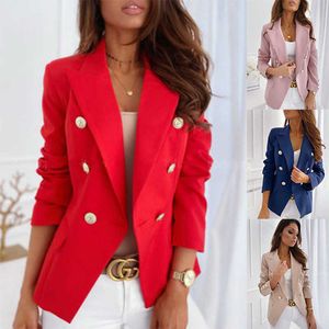 Kobiety Plus Size Blazers Kurtki Jedwabne Kurtka Satynowa Formalne Kardeniowe Kieszenie Pracy Biurowe Kartuar Płaszcz Casual Znosić Płaszcz X0721