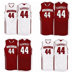 Maglia da basket personalizzata retrò Frank Kaminsky # 44 Wisconsin Badgers cucita bianco rosso taglia S-4XL qualsiasi nome e numero maglie di alta qualità