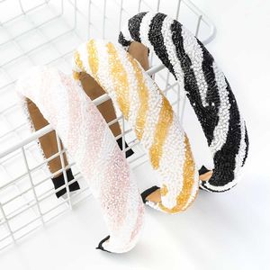 Fashion Creative Glass Tube Diagonal Striped Sponge Headband for Women Soft Broad-Bound Girl Head Hair Accessories