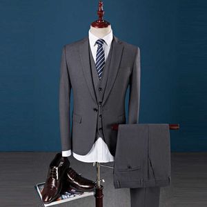 Male Multi-color 3 Piece Slim Fit High-end Custom Business Blazers Luxury Office Formal Wedding Coat Boutique Suit Plus Size X0909