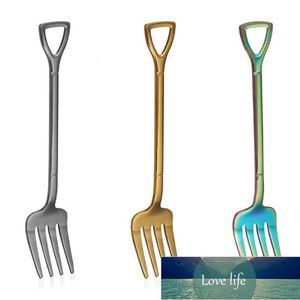 3 Color Cutlery Stainless Steel Shovel Shape Ice Cream Handle Coffee Soup Tea Spoon Fork Kitchen Accessory Flatware Kitchen Tool Factory price expert design Quality