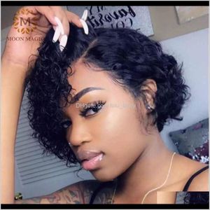 Wholesale short loose curly hair for sale - Group buy 13X6 Curly X4 Closure Short Laces Human Hair Pixie Cut Density Qjhp7 Qfeyg