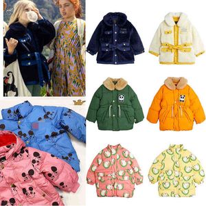 Mini Brand Kids Winter Clothes Boys Down Jackets Panda Hoodie Warm Baby Girls Fur Coats Cotton Outwear Tops Bubble Coat 220104