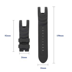 Yeni Siyah Kauçuk Bilek Watch Band Askı 26mm Değiştirme INVICKA Rezerv Koleksiyonu Için Yedek Venom Dayanıklı İki Parçalı Kayış H0915