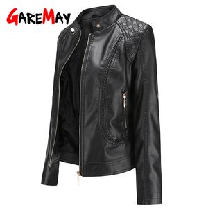 Faux Leather Jacket Women Long Sleeve Pu Autumn Winter Female Plus Size Short for 210428