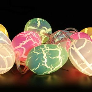 カラフルな10lights LEDハッピーイースターパーティーデコレーションフェアリーデコの家庭用卵ランプの弦のめっき男の子の女の子の花輪のバージーサプライ品Y0730