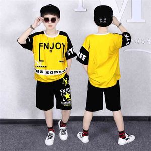 Set di abbigliamento per bambini per bambini Set di magliette e pantaloni a maniche corte per bambini estivi Set di moda hip-hop Tute Ragazzo per 12 anni 210622