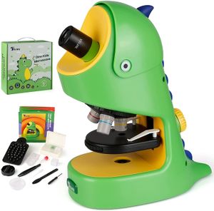 TELMU Kids Microscope 40X-400X Magnification, Science Experiment Portable Microscope Kit with Microscope Slides, LED Light, Educational Toys