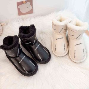 Children's Snow Boots for Boys and Girls 2021 Winter New Letter Awrm and Cute Kids Shoes Thicken Girls Boots 91501 G1210