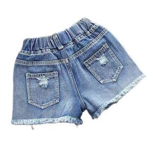 Tjejer bomull denim jeans shorts barn tunna mjuka byxor jeans barn barn casual kläder kläder p167 210622