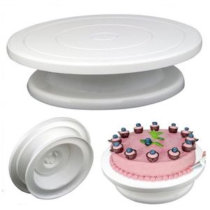 DIY Kek Turnable Pişirme Silikon Kalıp Plaka Dönen Yuvarlak Dekorasyon Araçları Döner Masa Pasta Malzemeleri Standı 210423