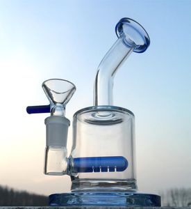 7,8-Zoll-Glasbongs, Mini-Handvoll, einlagig, blau, mit Banger, Bohrinseln, Dab-Rig-Rauchwasserpfeifen, Zyklon-Glasbongs, verschiedene Farben auf Anfrage