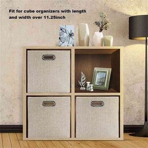 Cube Folding Fabric Storage Basket Closet Organizador Clothes Boxes Home Office Shelf Organizers For Kids Toys Organizer 210922