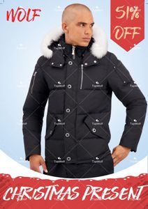 Moda erkek kış kurt kürk seyahat ceket uzun parka rüzgar geçirmez puffer ceket sıcak ceket
