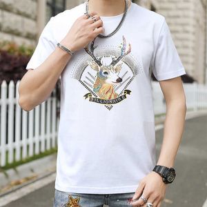 Verão camiseta homens de luxo luva curta o-pescoço tops tees luxo impresso streetwear negócio social macho roupas 210527