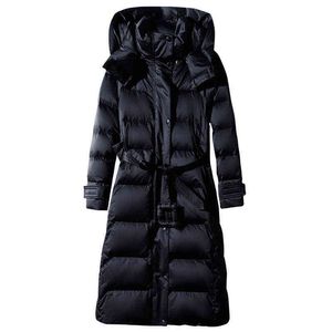 Piumino lungo con cappuccio e lacci da donna Piumino con cerniera Nero rosso blu scuro plus taglia 4XL10XL Cappotto 211130