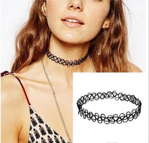 Black Gothic Stretch Wire Elastic Double Line Henna Tattoo Choker Necklace for Women's Accessories Express Shipping