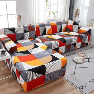 Stretch Geometry Sofa Cover Plaid Covers For Living Room L Shaped Slipcovers Sectional Chaise Longue 1/2/3/4-seater 211116