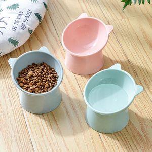 Cat Bowls Podajniki Małe Dog Bowl Anti Wymiary Podniesione Żywność Przechylona Podwyższony Plastikowy Pet Puppy Dla kotów Chroń kręgosłup Pet