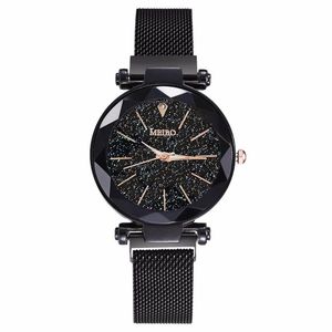 Moda Kobiety Małe Zegarki Siatki Magnes Starry Sky Watch Zegarek Kwarcowy Wristwatches Luksusowe Damskie Eleganckie Astronomia