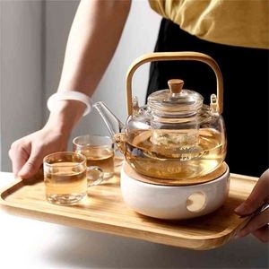 Good Clear Borosilicate Glass Teapot With Infuser Strainer Heat Resistant Loose Leaf Pot Tool Kettle Set 210724