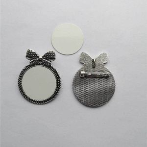 sublimation blank pins brooches retro vintage Bow ancient silver pin jewelry transfer printing consumables 18pcs/lot