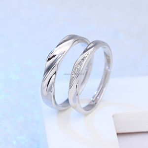 Cristal Abrange Ajustável Anéis de Anéis de Noivado Casamento De Prata Diamante Casal Anel para Mulheres Homens Moda Jóias Will e Sandy