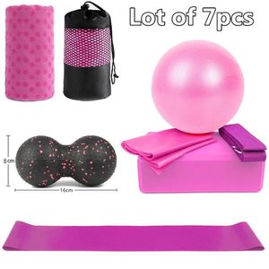 5-7pcs/set Fitness Yoga Ball Set Sports Equipment Include Blocks Massage Strap Resistance Loop Band Home Exercise Balls