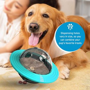 Interaktiva hundleksaker IQ behandlar bollmat dispenserande doggy pussel leksak för små medelstora hundar som spelar jagande tugga blå H02263U