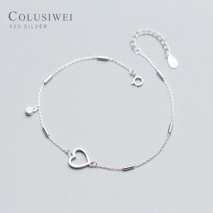 Colusiwei design simples coração anklet mulheres esterlinas prata 925 pulseira para tornozelo e perna moda jóias