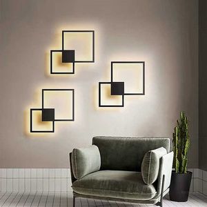 Hartisan LED Lâmpadas de parede para quarto quadrado Lâmpada Homedecoração Luzes criativas DIY padrão de parede de parede luminárias montadas lâmpada 210724