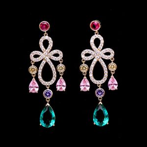 Christmas knot Earrings for Women 2021 Fashion Wedding Bridal Earings Colorful Zircon Sweet Temperament Drop Tassel Earring