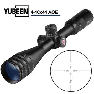 Yubeen 4-16x44 AOE Escopo Ajustável Visão óptica Verde Verde Illuminated Riflescope Hunting Scopes Tactical Airsoft Riflescopes