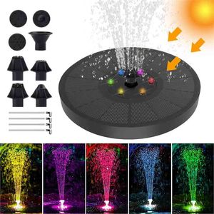 Solar Fountain Floating Water Garden Waterfall with Light Outdoor Pool Pond Bird Bath Powered Decoration 210713