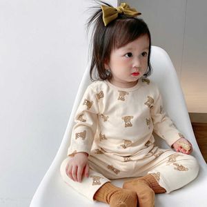 0-3t Newborn Kid Baby Boys Girls Clothes Set Autumn Winter Home Wear Pajamas Set Cartoon Cute Sweet Top and Pant Suit Pj Set G1023