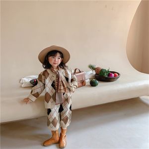 MILANCEL 가을 아이들 의류 스웨터 세트 카디건 및 바지 2pcs 패션 소녀 정장 긴 소매 의류 211108