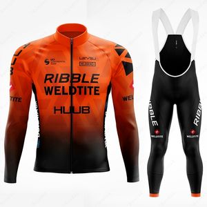 HUUB Maglia da ciclismo invernale da uomo Set Ribble Weldtite manica lunga in pile Road Bike Shirt Suit MTB Maillot Culotte Abbigliamento da ciclismo