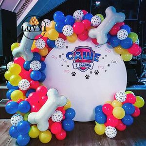 75pcs husdjur hund tass latex ballonger hundben djur tema party dekor barn klassiska leksaker globos helium luft uppblåsbara bollar tillför 210626