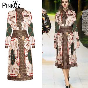 Runway Designer Style Midi Single Breasted China Tropical Printed Długi Rękaw Plus Suze Night Dress Sukienki Robe Za 210421