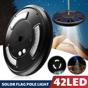 Sollampor 42 LED Powered Energy Flag Pole Lampa Vattentät Utomhus Garden Light Sensitive Control