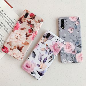 Vintage Flower Phone Cases For Huawei P40 Pro P30 P20 Pro Lite Mate 20 Pro Lite Soft IMD Full Body Phone Back Cover