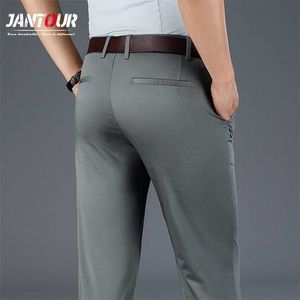 Alta Qualidade Masculina Casual Calças Casuais Primavera Primavera Estiramento Street Cinza Cinza Caqui Calças Pretas Masculino Tamanho 42 211201