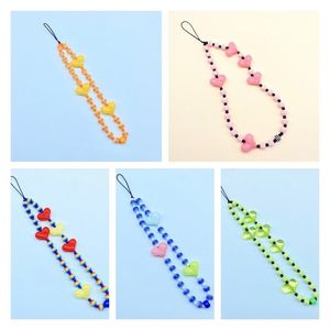 Ins Handykette europäische und amerikanische Persönlichkeit festliche Farbe Acryl Regenbogen Perle Handy Lanyard weiblichen Anhänger T2I52784