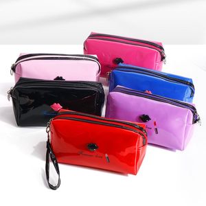 Kvinnor Kvinnliga resor Portable Pu Cosmetic Case Bright Color Bag Woman Bags Multifunktion Makeup Neceser Cases