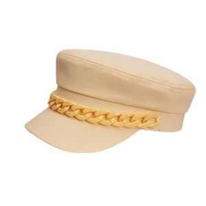 Spring summer Chain Black cotton Military Berets for Women Female Flat Army Hat Girl Travel Beret Ladies Painter Cap